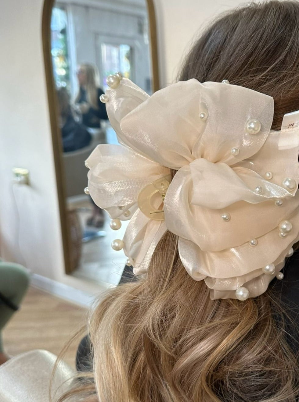 Pearl Large Scrunch Claw Clip Duo