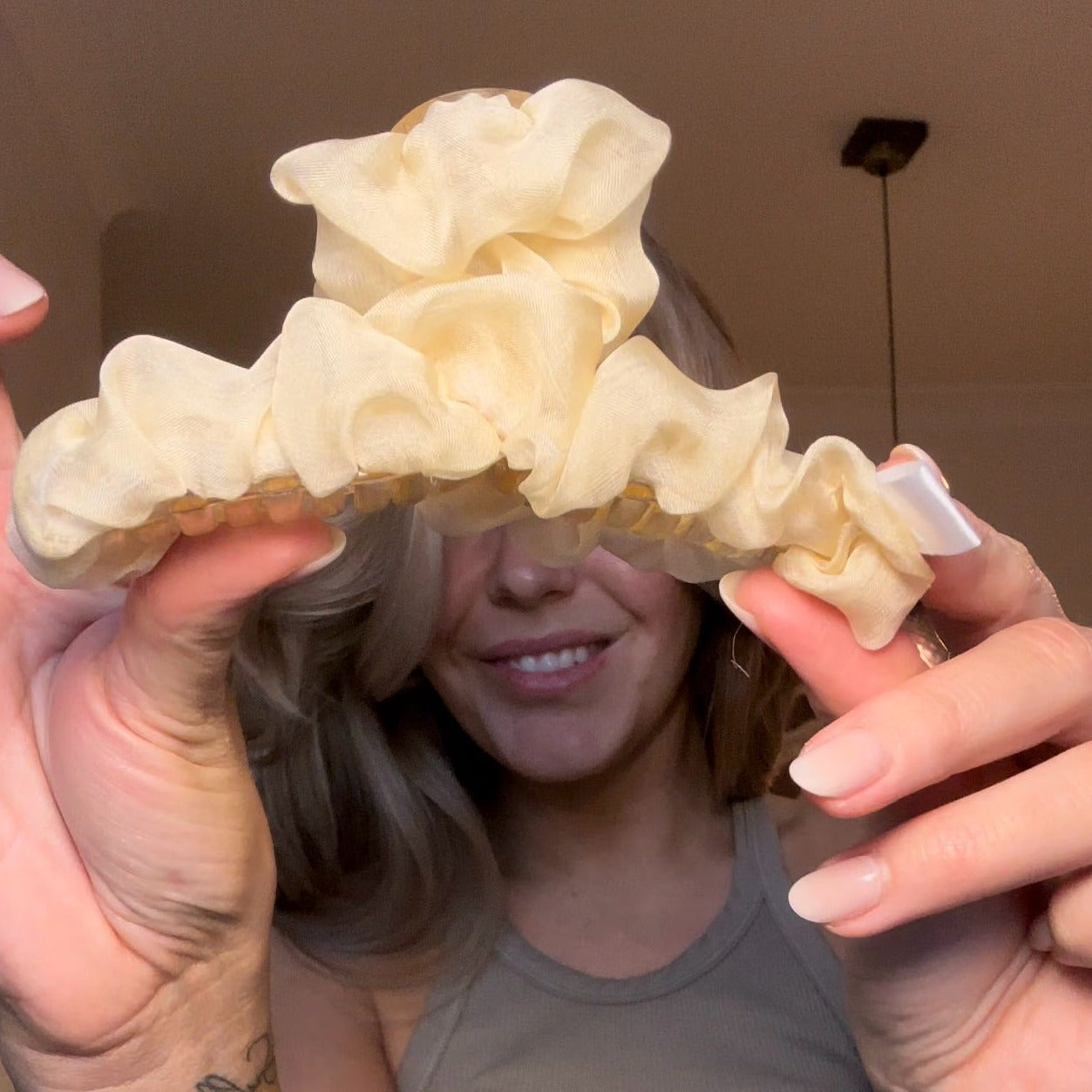 Ivory Scrunch Mini Claw Clip